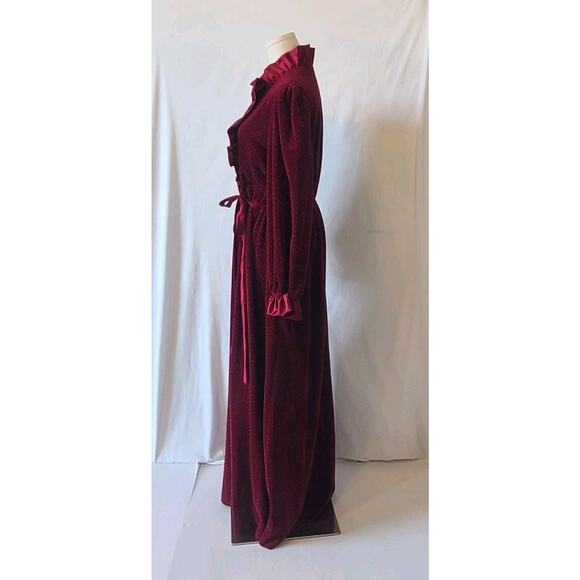 Vintage R. Michael Alan Womens Burgundy Dark Red Velour Robe Medium Holiday - Picture 4 of 7